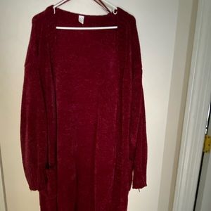 Burgundy Long Cardigan